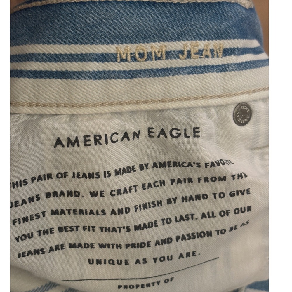 American Eagle Striped Mom Jeans Size 0 Blue White Cotton High Rise Retro Trendy - Picture 3 of 10